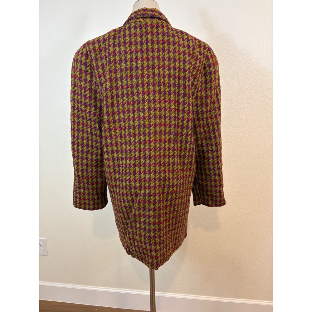 Vintage Oversized Blazer Plaid Houndstooth M Wool Preppy Tweed Heritage Academia - Picture 6 of 9